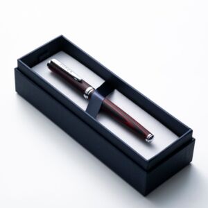 Edinburgh Collection Forth Bridge Red Fountain Pen Wooden Barrel, Chrome Trim & Stainless Steel Extra Fine Nib 