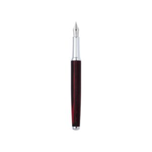 Edinburgh Collection Forth Bridge Red Fountain Pen Wooden Barrel, Chrome Trim & Stainless Steel Medium Nib 