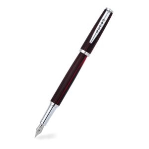 Edinburgh Collection Forth Bridge Red Fountain Pen Wooden Barrel, Chrome Trim & Stainless Steel Extra Fine Nib 