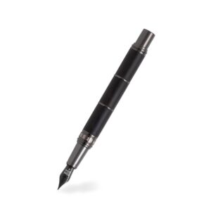 Tom Hessin Revolution Collection Charcoal Fountain Pen With Wooden Barrel, Gunmetal Trim & PVD Medium Nib
