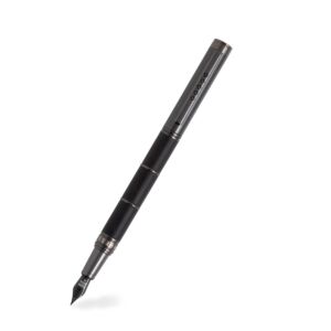 Tom Hessin Revolution Collection Charcoal Fountain Pen With Wooden Barrel, Gunmetal Trim & PVD Extra Fine Nib