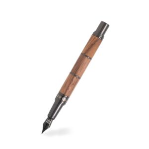 Tom Hessin Revolution Collection Rustic Fountain Pen With Wooden Barrel, Gunmetal Trim & PVD Medium Nib