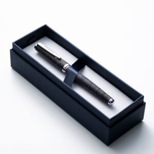 Edinburgh Collection Stockbridge Stone Fountain Pen Wooden Barrel, Chrome Trim & Stainless Steel Extra Fine Nib 