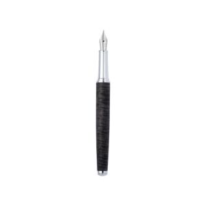 Edinburgh Collection Stockbridge Stone Fountain Pen Wooden Barrel, Chrome Trim & Stainless Steel Extra Fine Nib 