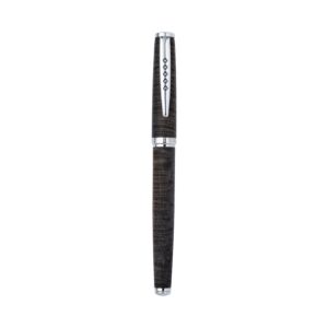 Edinburgh Collection Stockbridge Stone Fountain Pen Wooden Barrel, Chrome Trim & Stainless Steel Medium Nib 