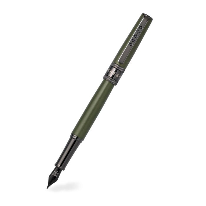 Rebel Collection Garrison Green Fountain Pen Gunmetal Trim & Black PVD Extra Fine Nib