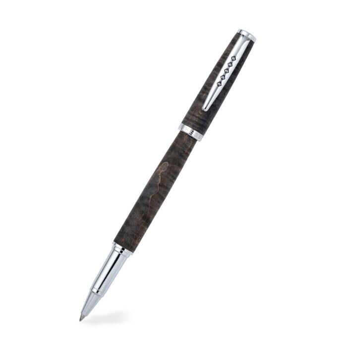 Edinburgh Collection Stockbridge Stone Rollerball Pen Wooden Barrel & Chrome Trim