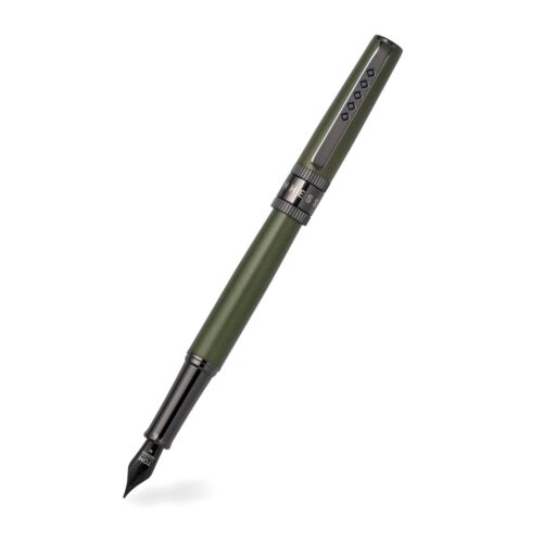 Rebel Collection Garrison Green Fountain Pen Gunmetal Trim & Black PVD Medium Nib