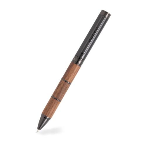 Tom Hessin Revolution Collection Rustic Ballpoint Pen with Wooden Barrel & Gunmetal Trim
