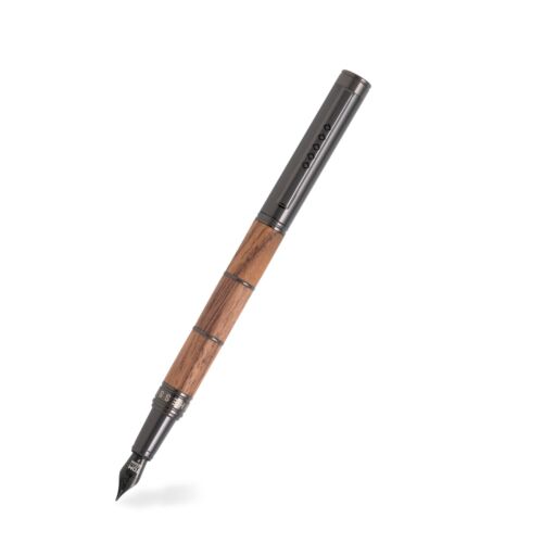 Tom Hessin Revolution Collection Rustic Fountain Pen With Wooden Barrel, Gunmetal Trim & PVD Extra Fine Nib