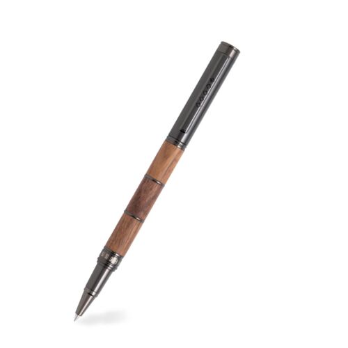 Tom Hessin Revolution Collection Rustic Rollerball Pen with Wooden Barrel & Gunmetal Trim
